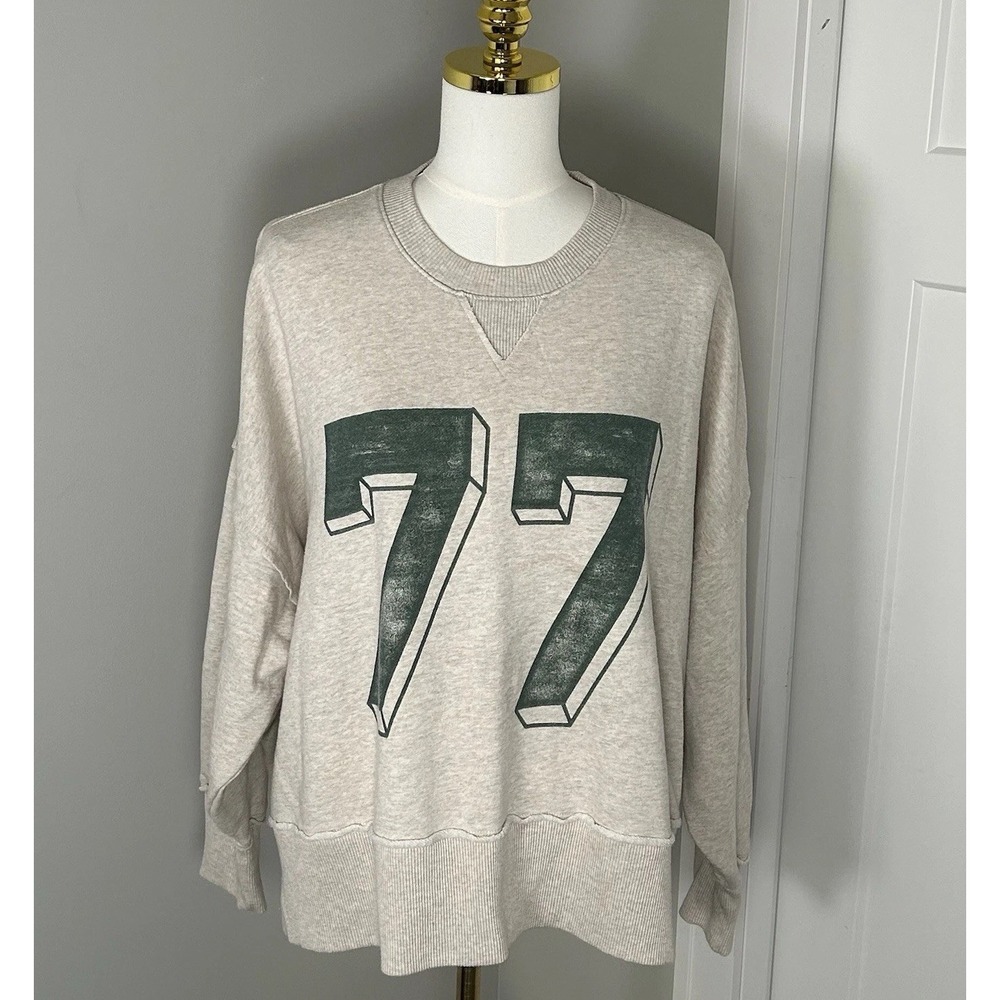 American Eagle Seriously Lived-In Sweatshirt M Oversized 77 Graphic Oatmeal